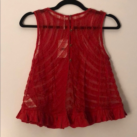 Free People Red Lace Crop Top - NWT - Picture 3 of 5